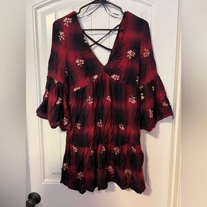 Angie Vibrant Red and Black Fabric